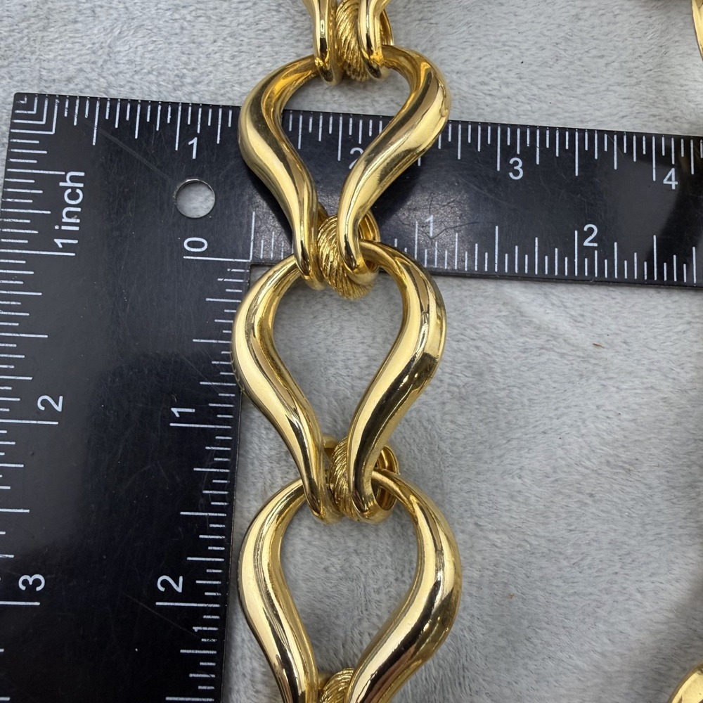 Vintage Chunky Necklace Gold Tone Statement 19" - Picture 5 of 6